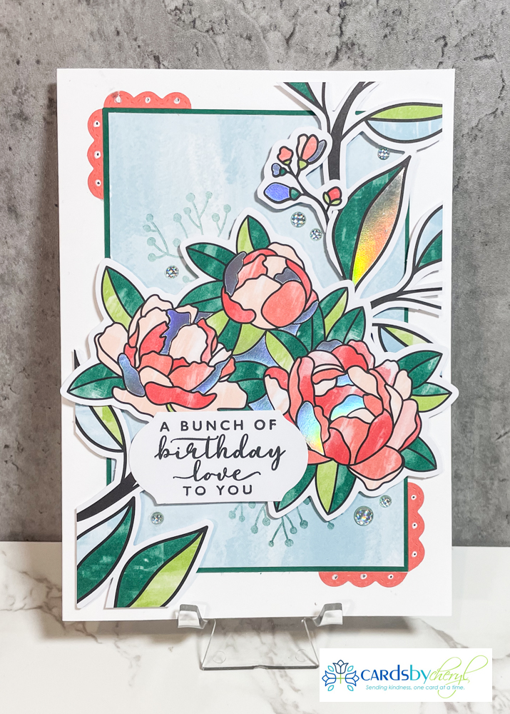 Birthday Love Floral card that says "A bunch of birthday love to you"